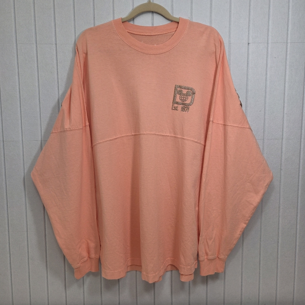 Disney Parks Authentic‎ Spirit Jersey Cotton Coral Long Sleeve Tee Size L